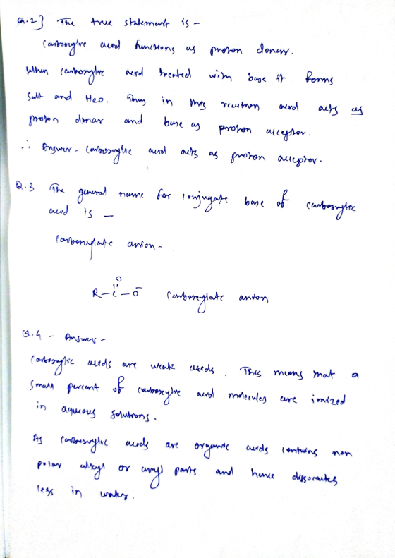 9.2] The true statement is Contoorgline and functions as proson donas. bethan (carbongline aard treated with base it forms Sa