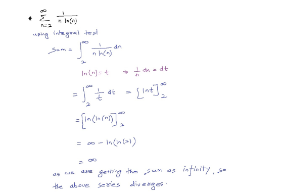 n In(n) ing inte gal est n In(n) r (In (2 ascoe are Seth the above Se nes dives a es