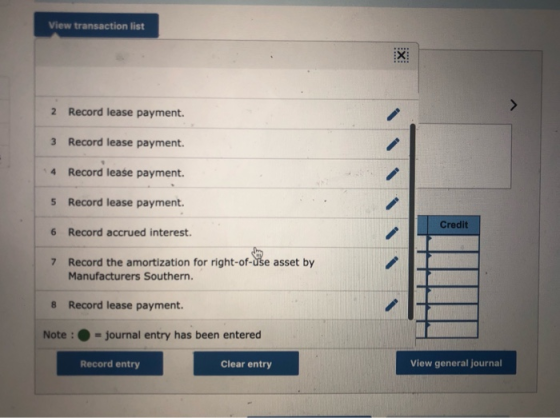 View transaction list 2 Record lease payment. 3 Record lease payment. 4 Record lease payment. 5 Record lease payment. Credit