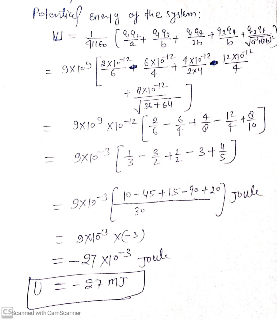 Polevitical Energy of the syslem: W = free (9 44 9 let you get 9 = 9x109 [2x10* export agama 12 xpole 30 = 9x109x1072 76 - 7