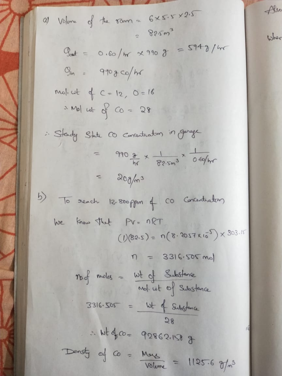 Also al volume of the room a 6x5.5x2.5 = 82.5m² Sout = 0.60 / x990 g - 5948/ur when Sin = 990 g cour molut of c=12, 0= 16 2 M
