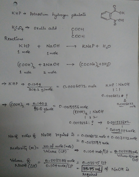 OK hala 0げ COOH COOH Reactions 1 msle 1 male COOH), + 2NaOH a male 宁ΚΗΡラ0.1249 KMP ! NaOH =O-0006072_ mơle a042 gimsle . 10.0