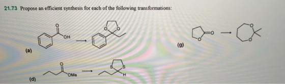 21.73 Propose an efficient synthesis for each of the following transformations: 0 ?? OMe