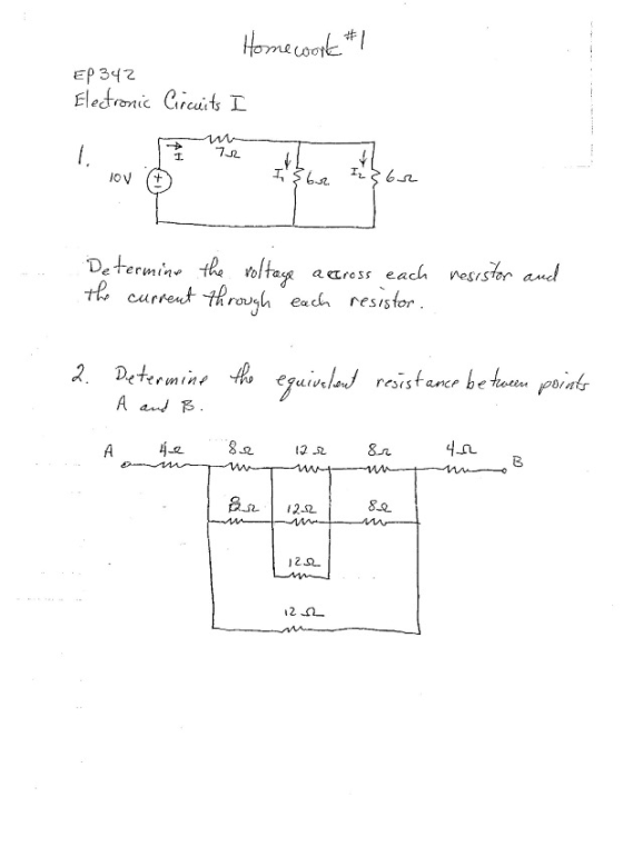 Image for Electric Circuit I 1. Determine the voltage across each resistor and the current through each resistor. 2. Det