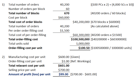 1) Number of orders per block [(100 PCs x 2) + (4,000 SCs x 10)] Total number of orders 40,200 60 [40200 orders / 60 blocks]