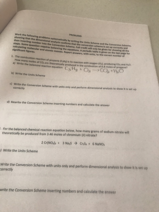 PROBLEMS Work the following problems systematically by writing the Units Scheme and the Conversion scheme showing that the di
