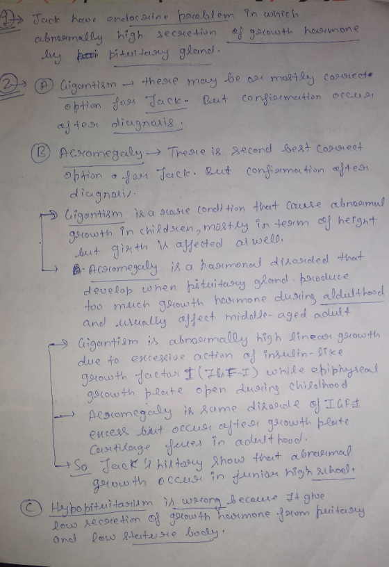 1 Tack have endocaine problem in which - abnormally high secretion of growth hormone by boos bituitary gland. - -2 Gigantism