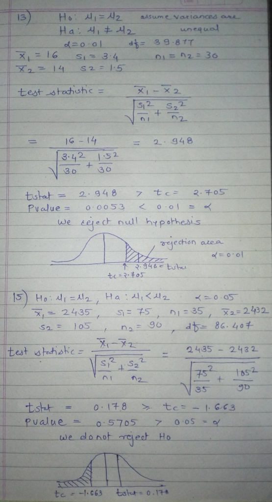 i3 Ho: A,-dz assum e variances uneauO 16-14 2 948 342 152 5 2 斗30 30 Puedue= 0.0053 < 0.01 hesis vejection atea ホーマ, 946 etupu ㄧㄧㄧㄨ二.2435 . S 9 6 2435 2432 752.-t352-