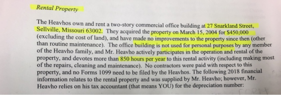 Rental Property The Heavhos own and rent a two-story commercial office building at 27 Snarkland Street, Sellville, Missouri 6