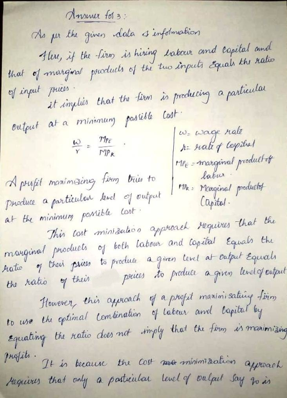 ua input Putts it intlin that tha finm ㅆ Poducing a particular Output at a minimu poib Cos nal Y PK pul monimaing fnr bris to be api at ke mininu poxibe lost to use thicptimal Cornhinahon 덮 luban and tafitar by uating the ratio does mot ·Ampl that the firm n maam ain