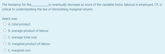 The tendancy for the_ _to eventually decrease as more of the varialble factor (labour) is employed, CP, is critical to unders