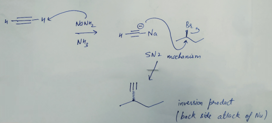 43-44 -Na SN2 mechanism inversion product (back side attack of Nu)