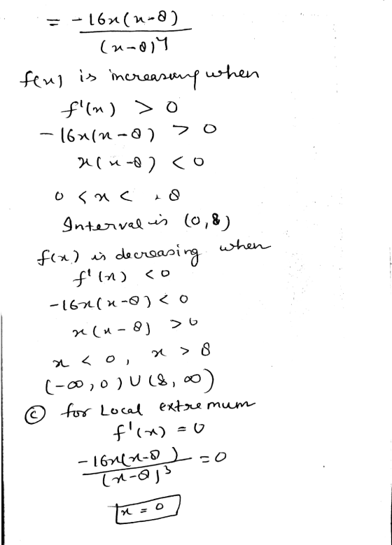 . rogon - 16n(n-do (n-014 foul is increasons film) > 0 - 16x(n-0) > 0 aluodo co osac Interval is (0,8) fin) is decreasi decre