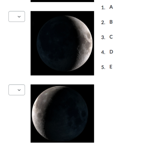 1. A < 2. B 3. C 4. D 5. E <