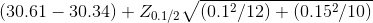 (30.61 – 30.34) + Z01/2V (0.12/12) + (0.152/10)