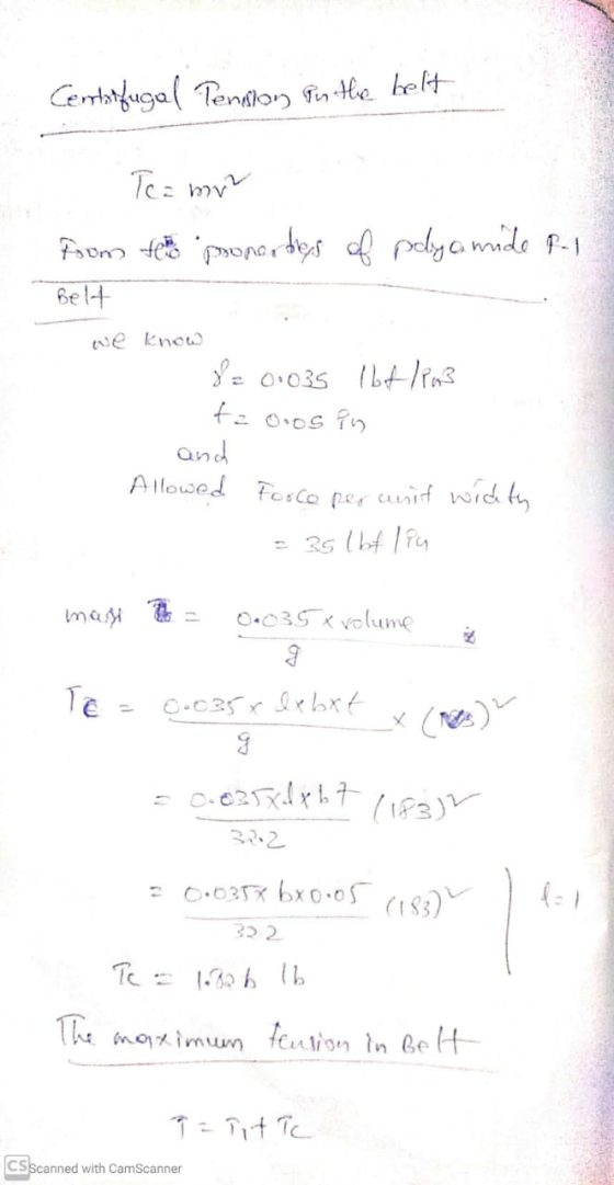 Centrifugal Pension in the belt Teamn from the proper dress of polyamide P-1 Belt we know 8 = 0.035 1bt la taooos in and Allo