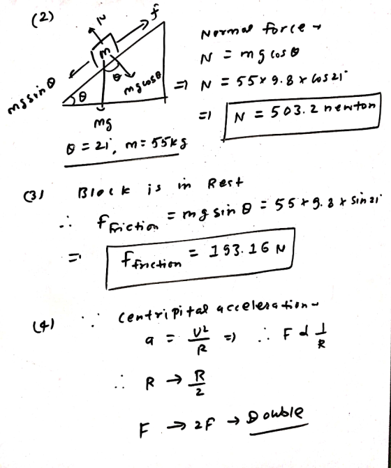 (2) NSm 5 Cos E N 55Y 9.g ros21 mssino N = 503. 2 nenton C3J Rest fpicta fnctien centri Pita aceeleaa n