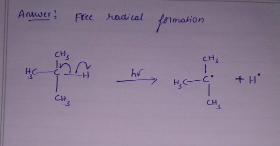 Answers Free radical formation CH₃ CH₃ HC cha hr H(c. + H CH3 CH3