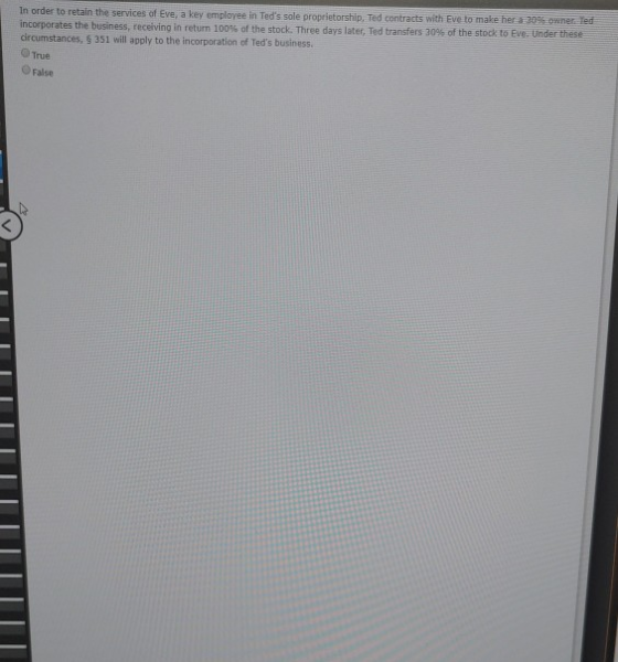 In order to retain the services of Eve, a key employee in Teds sole proprietorship. Ted contracts with Eve to make her20% ow