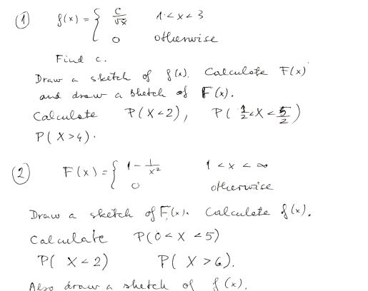 0 g(x) = - A.<X23 lo otherwise Find C. Draw a sketch of f(x). Calculate F(x) and drew a Bletch of F(x). Calculate P(x-2), P (