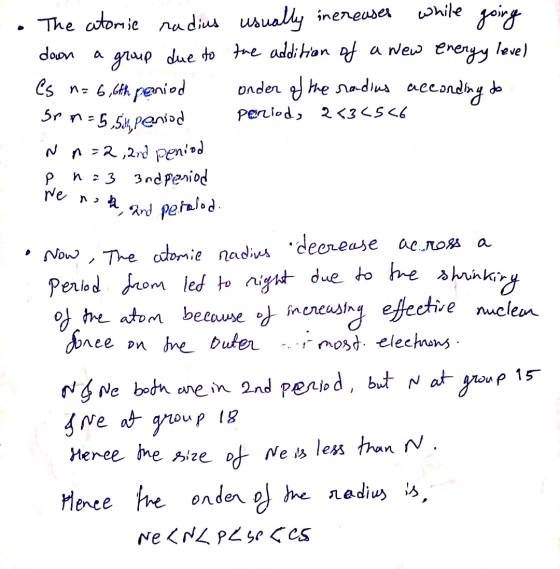 while going down P n We no The atomie radius usually increases a group due to the addition of a new energy level es n= 6,6th