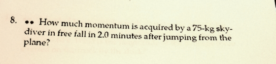 How much momentum is acquired by a 75-kg sky-diver