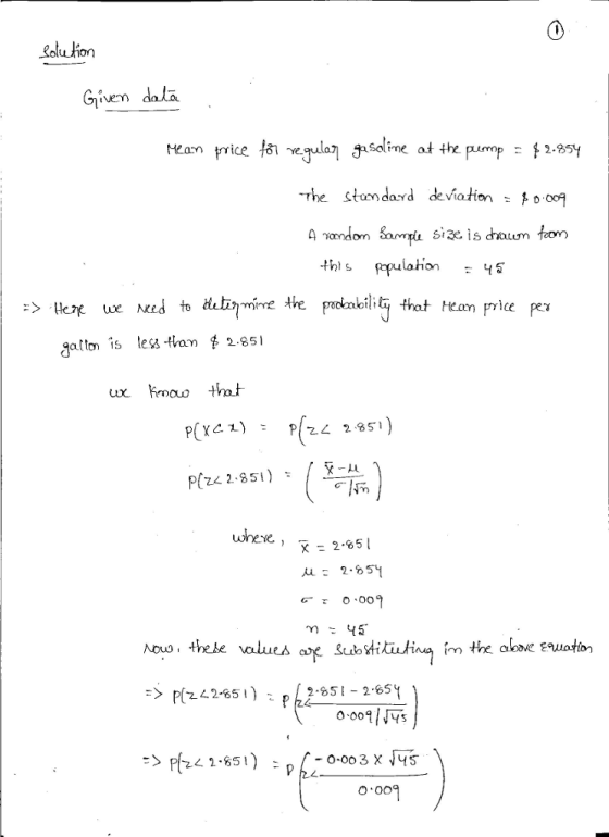 Rolu ion Given dala gasoltme at the Pump : ト2-85Y Meam The standard deviation А.orndom &.rvr fi siaeis diaum on thls opulahon mime gatto is tes-tram 2.851 X = 2-651 2-5 2-S5I -2.5 0.009 | ys 以2.85 ! ) -0.00 3 x.jus