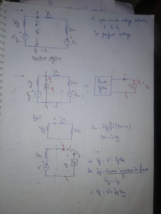 Nxti between o open circuit weltage LG je pre facet willage 9 I Reactance dragham + * Power System 2 y com 2th = org | ; (Ym+