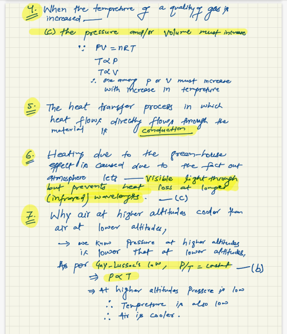 4. When the tempreture of a quality of gas in - increased (C) the pressure and/or volume must increase pu=nRT TOP TLV - one a