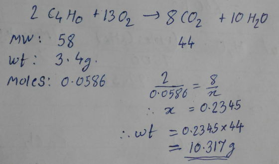 MW: 58 4-4 wt 3.4 0) Moles O 0386 0.0596 0-2345 10-317