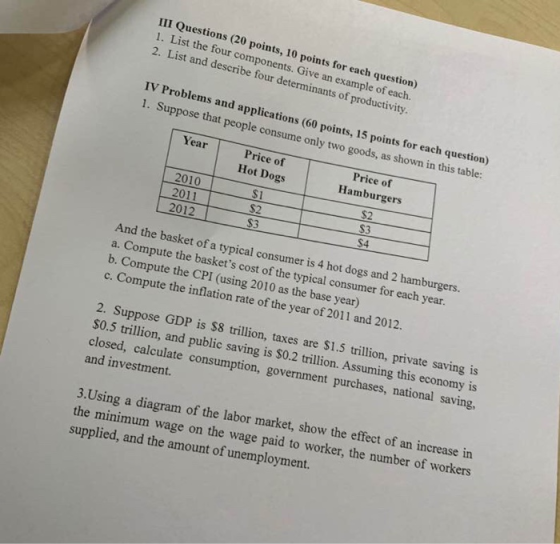 I1 Questions (20 points, 10 points for each question) 1. List the four components. Give an example of each. 2. List and descr