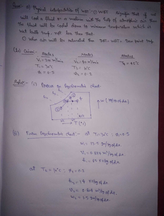 Que a) Physical interpretation of WBT. - 0 WBT signifies that if we will cool a fluid or a medium with the help of atmosphori