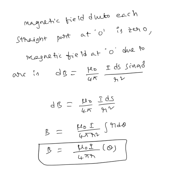 magnetic field due to each Straight part ato is zero, Magnetic field at in do= Mo o dere to I ds sinao are can rr de = te B