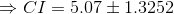 CI = 5.07 +1.3252
