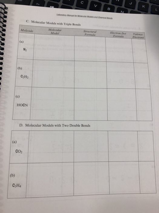 Laboratory Manual for Molecular Models and Chemical Bonds C. Molecular Models with Triple Bonds Molecule Molecular Model Stru