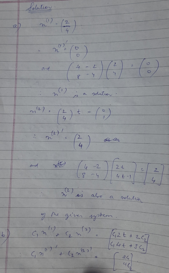 Solution 02 2 N- op 2 2 and 4 0 OP 9 2 a solution 2/2) t (0) 4 (2) 1 n (2) and 2 t 2 4t-/ abo nolulta og gever system. (2) &