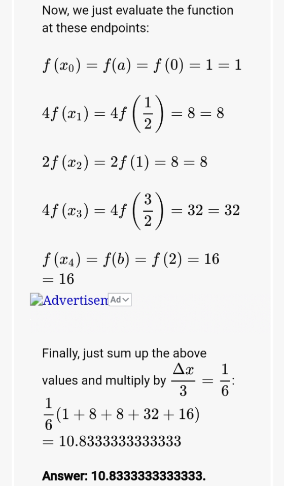 Now, we just evaluate the function at these endpoints: f (xo) = f(a) = f (0) = 1 = 1 4f(x1) = 48 () = 8 = 8 2f (x2) = 2f (1)