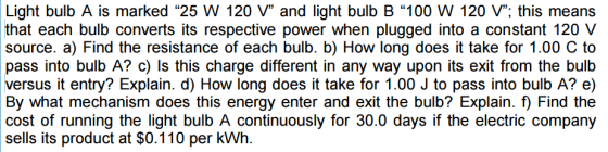 Light bulb A is marked