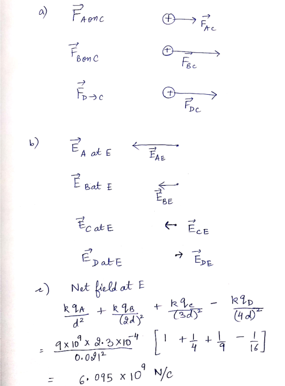 Fronc Froome Bonc to b) EA at E KEE A at E E Bat E BEBE to Ecate Edate Net field at E ECE EE e) 9x 10° ,9:3x10 [ +4 + - ]