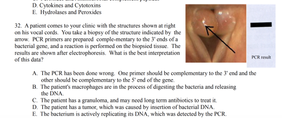 1 POPOLE D. Cytokines and Cytotoxins E. Hydrolases and Peroxides 32. A patient comes to your clinic with the structures shown