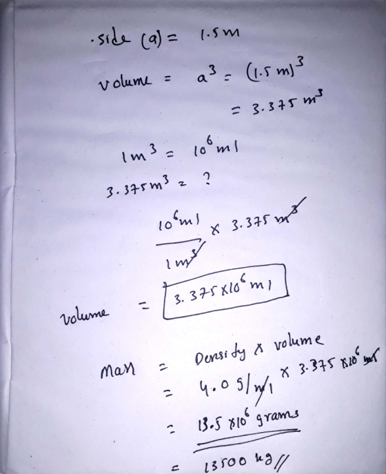 volume = a3^ (1.5m Ξ 3.345m3 1 3. 3 m3 2 2 to mJ X 3.345 5 13 50 o ka