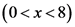 (0<x<8)
