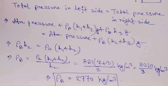 Total pressure in left side = Total pressure in right side Afme pressure & PA Chitheat Pohag & Adm. pressure tp (hethao . Poh