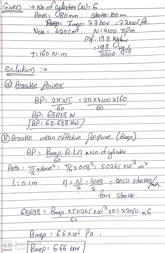 -19:8 ngels Given 3 po of Gylinders (o)= 6 Shooke: 100 m Poepe_Imep: 7.3.box_-9:3xcos fe. Vele 420 cms. N-4100 ore Mk: 19.8 i