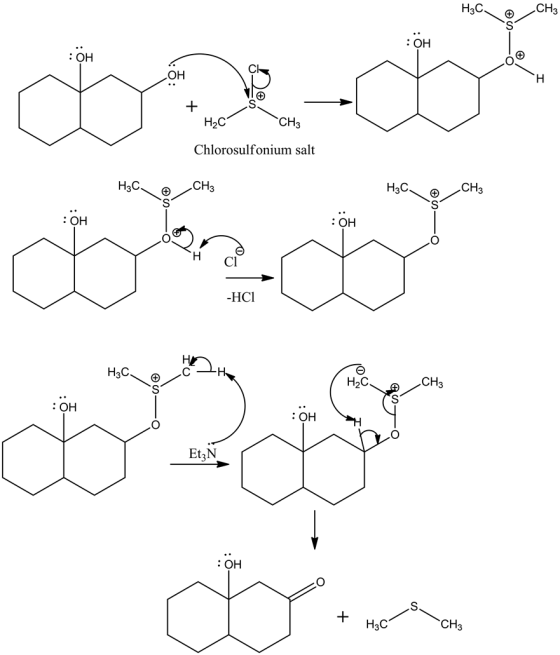 H3C
CH3
-
:OH
dose-dot
HỌC
CH,
Chlorosulfonium salt
H3C
Ф
сня
HzC
CH3
:OH
Cecot
-HCI
H3C
4
CH3
: OH
Cola
: OH
_
S
+
HC
CH₂
