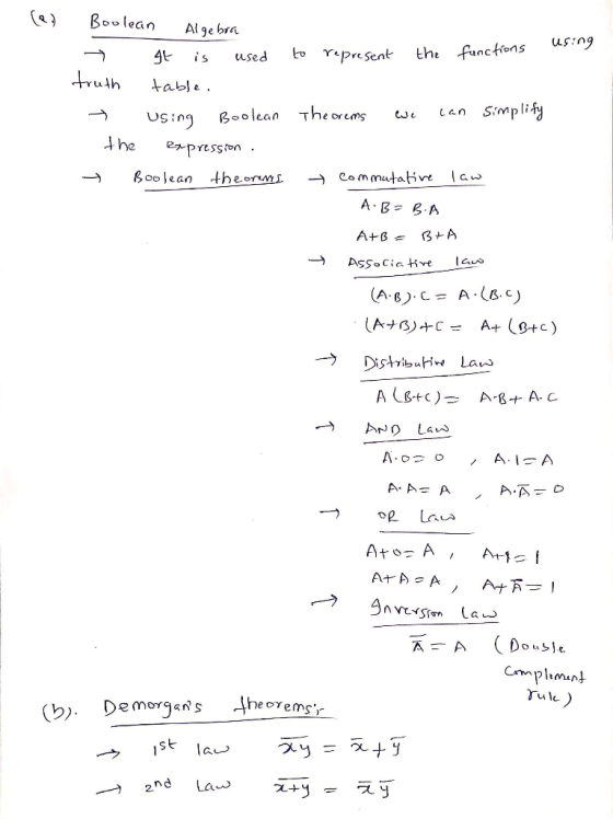 (a) Boolean Algebra to represent the functions a It is used truth table. + Using Boolean the expression → Boolean theorems Th