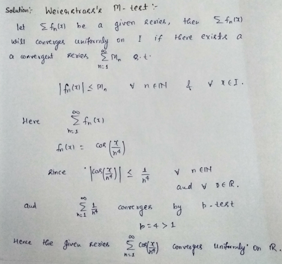 let Σfn(x) be a given Reaex , then s_fn ) uoiti conve ges uniformly on I if Here exiktr a ㄚ :1 Here Σ (x) h4 Bince ト-test an