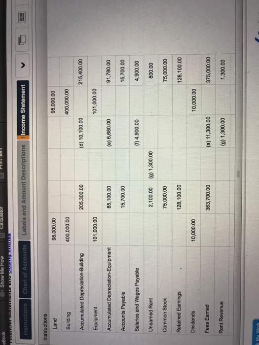 Calculator eBook Show Me How encostamento CC Instructions | Chart of Accounts Labels and Amount Descriptions Income Statement