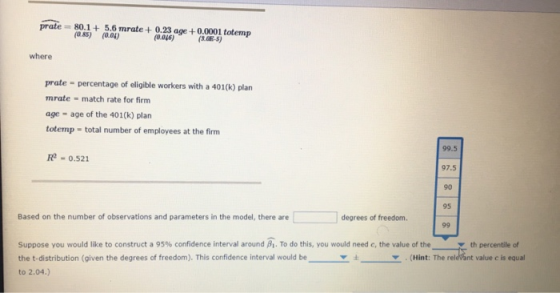 prate 8081)+ 5.6mrate + %23age + 0.0005)totemp (0.85) (0.04) (0.046) R.OR-5) where prate percentage of eligible workers with