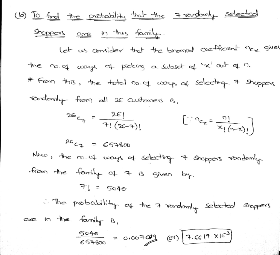(b) To finol the syren 의 트 in his famt selecti ㄧ子 ·shYFes 26 26I Shoppers and The Probabil 504e